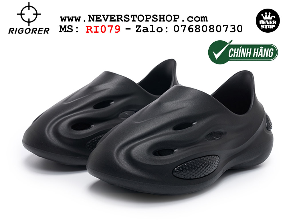 Dép cao su nam nữ Rigorer Dong Dong Slides Đen Original thể thao siêu bền chống trượt chống nước giá tốt NeverStopShop.com