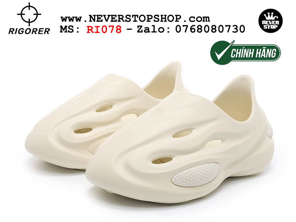 Dép cao su nam nữ Rigorer Dong Dong Slides Trắng Original thể thao siêu bền chống trượt chống nước giá tốt NeverStopShop.com
