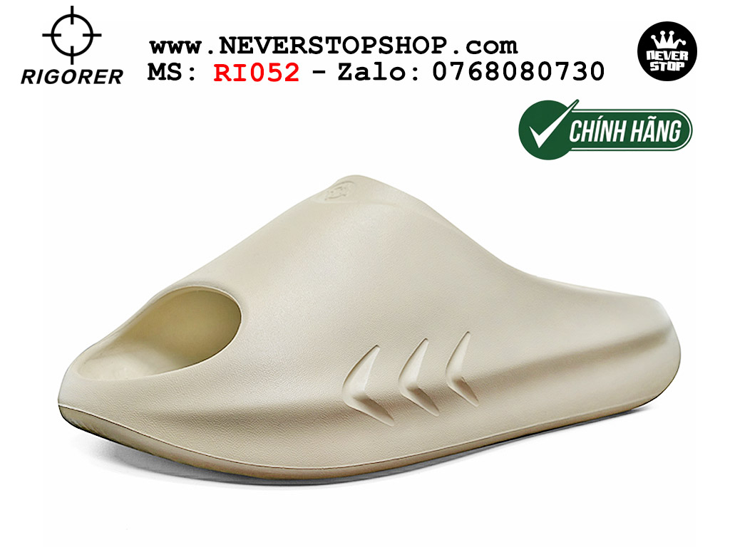 Dép chính hãng Rigorer Mini Shark 1 Slides Be Xám authentic cá mập hàng đẹp mang êm chân chống trơn trượt kháng nước Dép chính hãng nam nữ Rigorer Mini Shark 1 Slides Be Xám Original thể thao siêu bền chống trượt chống nước giá tốt NeverStopShop.com