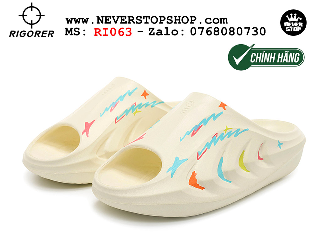 Dép chính hãng chạy bộ tập gym Rigorer Mini Shark 2 Slides Trắng Kem authentic cá mập hàng đẹp mang êm chân chống trơn trượt kháng nước Dép chính hãng nam nữ Rigorer Mini Shark 2 Slides Trắng Kem Original thể thao chạy bộ bóng rổ siêu bền chống trượt chống nước giá tốt NeverStopShop.com