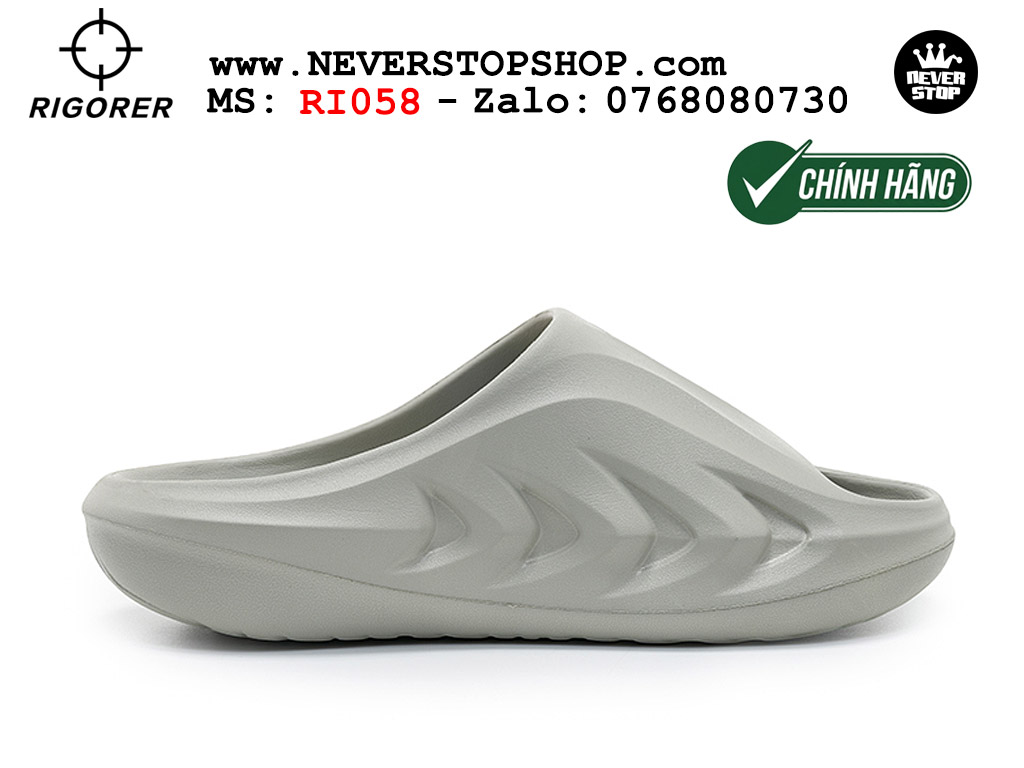 Dép chính hãng chạy bộ tập gym Rigorer Mini Shark 2 Slides Xám authentic cá mập hàng đẹp mang êm chân chống trơn trượt kháng nước Dép chính hãng nam nữ Rigorer Mini Shark 2 Slides Xám Original thể thao chạy bộ bóng rổ siêu bền chống trượt chống nước giá tốt NeverStopShop.com