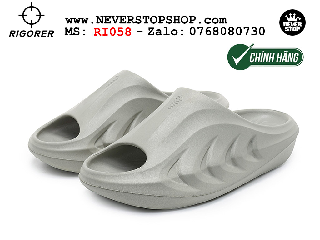 Dép chính hãng chạy bộ tập gym Rigorer Mini Shark 2 Slides Xám authentic cá mập hàng đẹp mang êm chân chống trơn trượt kháng nước Dép chính hãng nam nữ Rigorer Mini Shark 2 Slides Xám Original thể thao chạy bộ bóng rổ siêu bền chống trượt chống nước giá tốt NeverStopShop.com