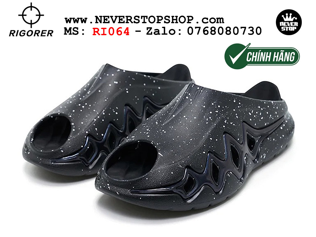 Dép bóng rổ chính hãng Rigorer Shark 3 Slides Đen authentic cá mập hàng độc hiếm mang êm chân đế chống trượt kháng nước tốt Dép chính hãng nam nữ Rigorer Shark 3 Slides Đen thể thao chạy bộ tập gym siêu bền chống trượt chống nước giá tốt NeverStopShop.com