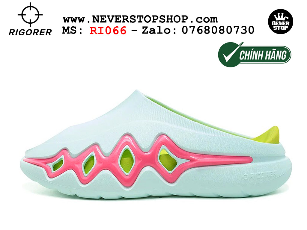 Dép bóng rổ chính hãng Rigorer Shark 3 Slides Xanh Hồng authentic cá mập hàng độc hiếm mang êm chân đế chống trượt kháng nước tốt Dép chính hãng nam nữ Rigorer Shark 3 Slides Xanh Hồng Original thể thao chạy bộ tập gym siêu bền chống trượt chống nước giá tốt NeverStopShop.com