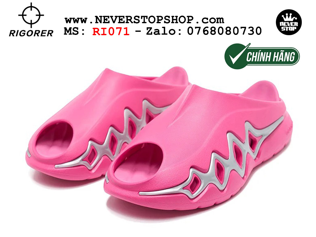 Dép bóng rổ chính hãng Rigorer Shark 3 Slides Hồng Bạc authentic cá mập hàng độc hiếm mang êm chân đế chống trượt kháng nước tốt Dép chính hãng nam nữ Rigorer Shark 3 Slides Hồng Bạc Original thể thao chạy bộ tập gym siêu bền chống trượt chống nước giá tốt NeverStopShop.com