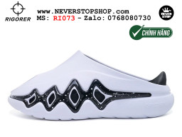Dép bóng rổ chính hãng Rigorer Shark 3 Slides Trắng Đen authentic cá mập hàng độc hiếm mang êm chân đế chống trượt kháng nước tốt Dép chính hãng nam nữ Rigorer Shark 3 Slides Trắng Đen Original thể thao chạy bộ tập gym siêu bền chống trượt chống nước giá tốt NeverStopShop.com
