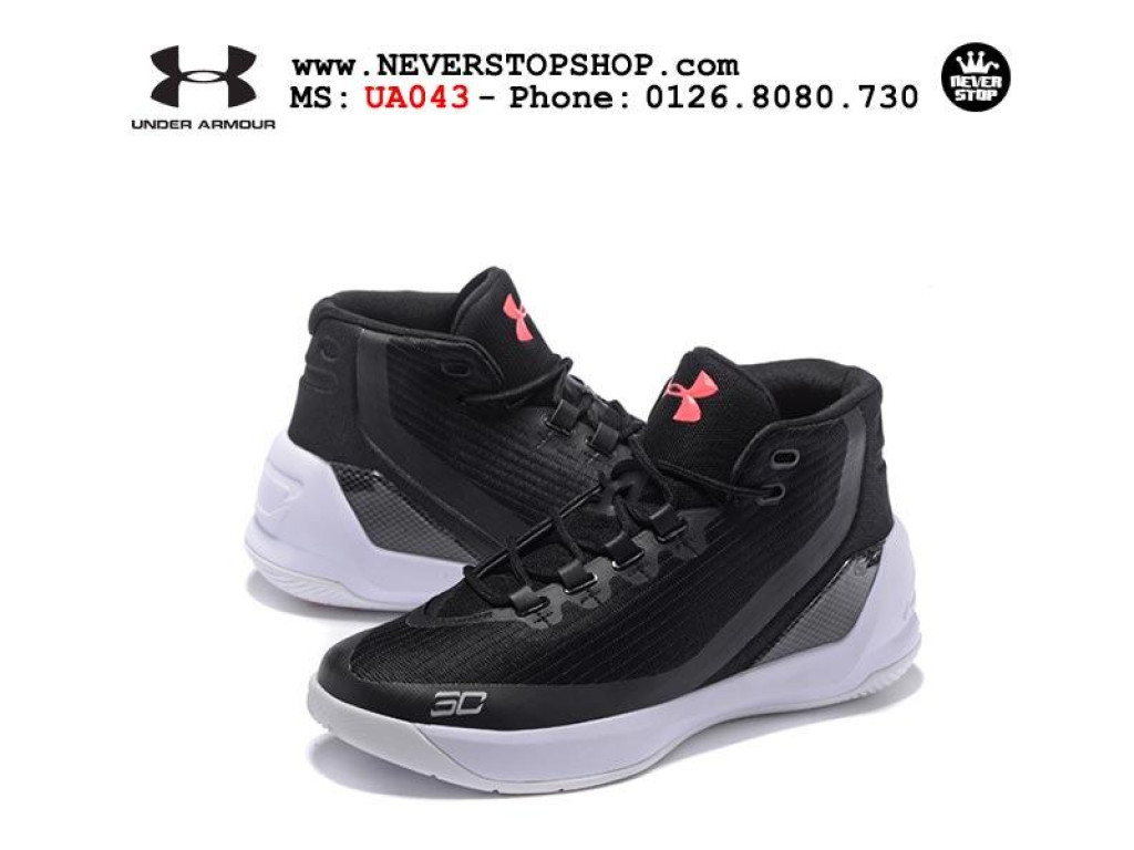 Giày Under Armour Curry 3 Black White nam nữ hàng chuẩn sfake replica 1:1 real chính hãng giá rẻ tốt nhất tại NeverStopShop.com HCM