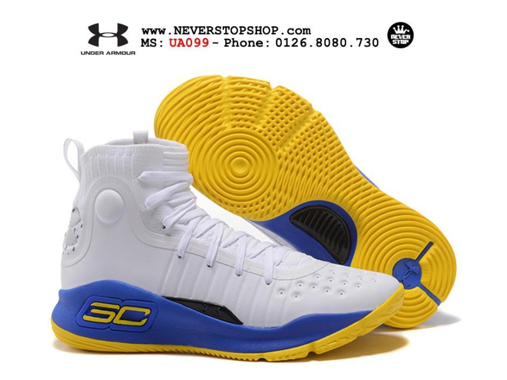 Curry 4 white on sale blue and yellow