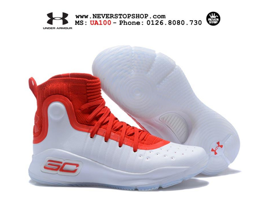 Giày bóng rổ UNDER ARMOUR CURRY 4 WHITE RED hàng đẹp ...