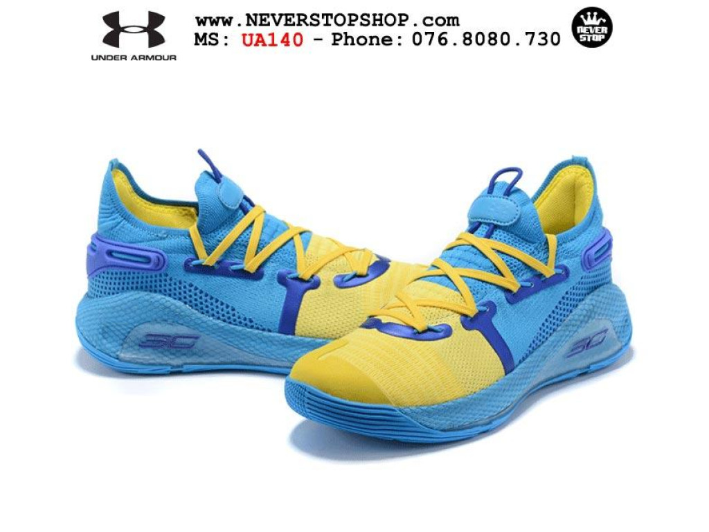 Giày Under Armour Curry 6 PE Blue Yellow nam nữ hàng chuẩn sfake replica 1:1 real chính hãng giá rẻ tốt nhất tại NeverStopShop.com HCM