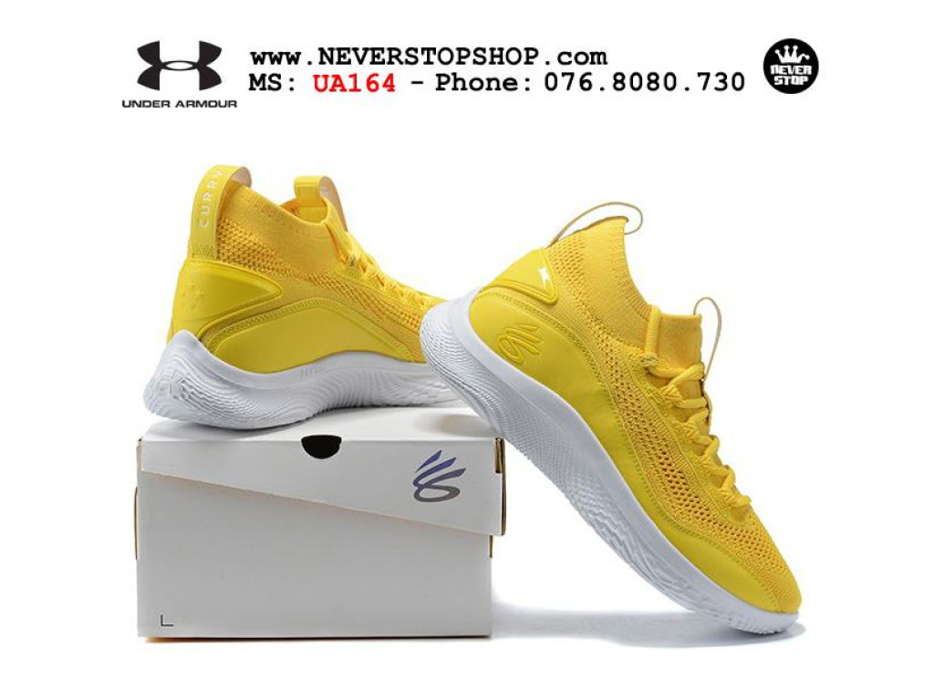 Giày Under Armour Curry 8 Vàng Trắng hàng chuẩn sfake replica 1:1 real chính hãng giá rẻ tốt nhất tại NeverStopShop HCM