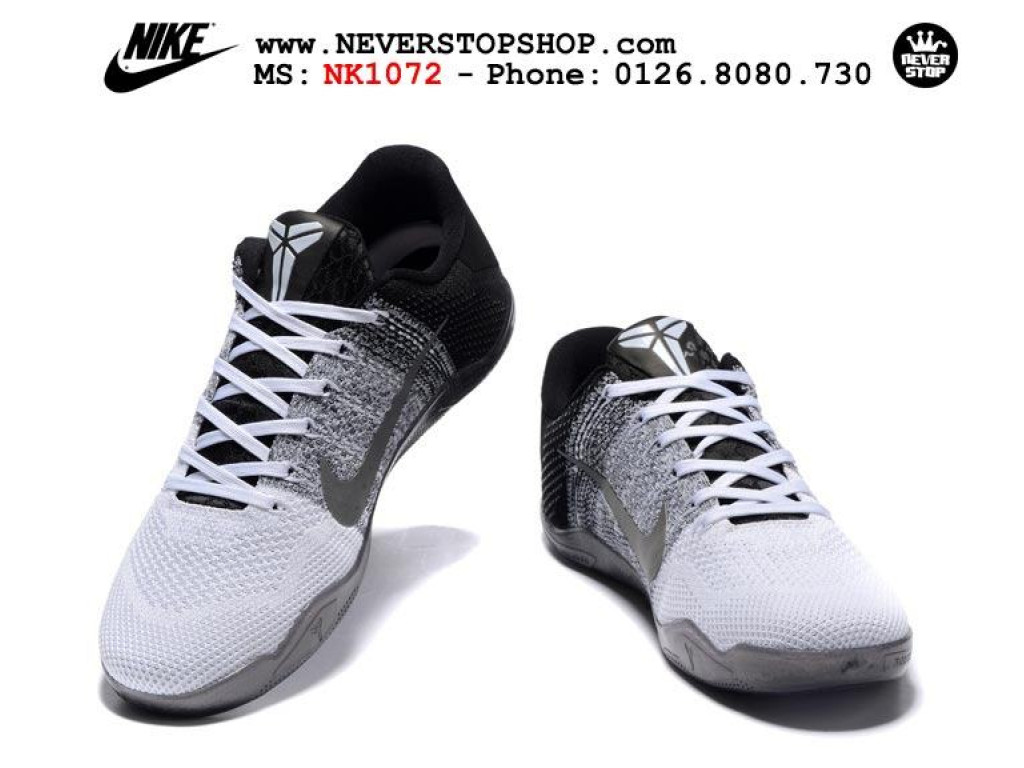 Giày Nike Kobe 11 White Black nam nữ hàng chuẩn sfake replica 1:1 real chính hãng giá rẻ tốt nhất tại NeverStopShop.com HCM