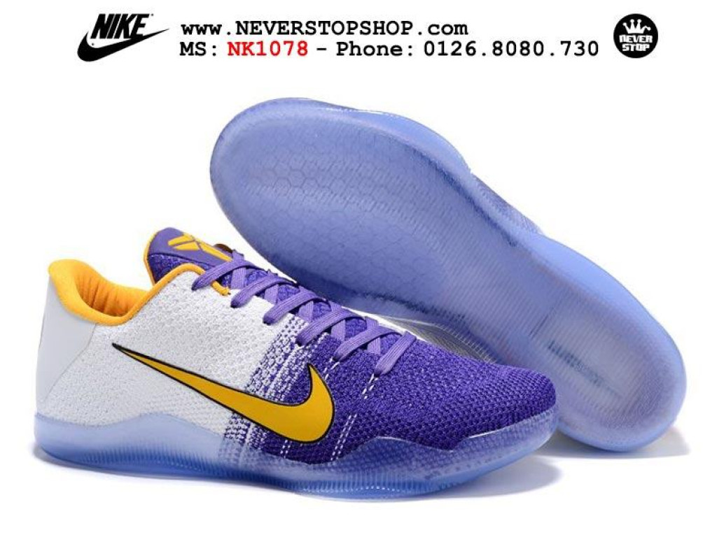 Giày Nike Kobe 11 Purple White Yellow nam nữ hàng chuẩn sfake replica 1:1 real chính hãng giá rẻ tốt nhất tại NeverStopShop.com HCM