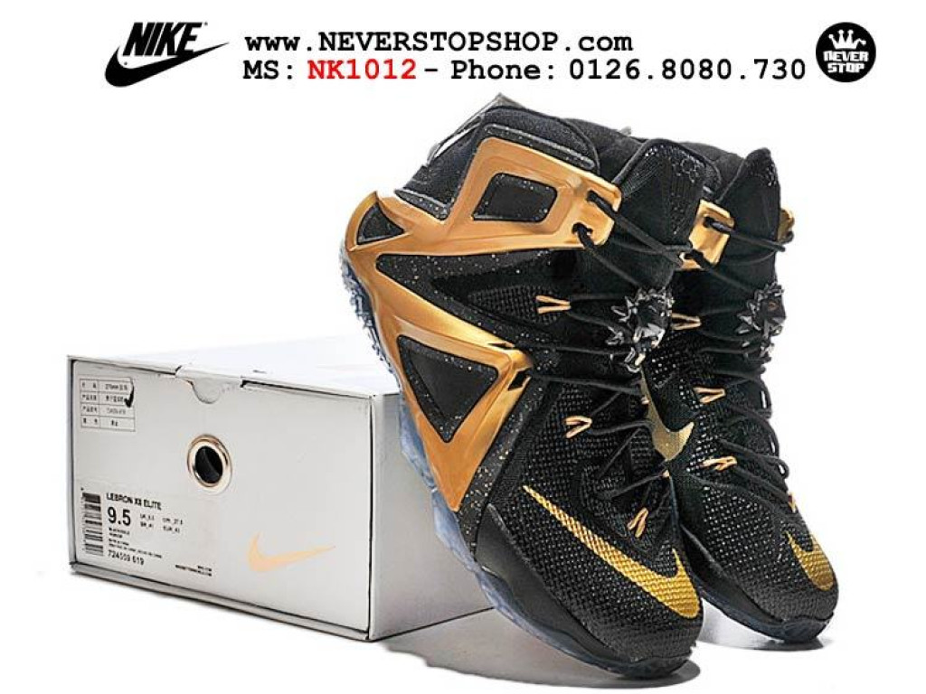 Giày Nike Lebron 12 Elite Black Gold nam nữ hàng chuẩn sfake replica 1:1 real chính hãng giá rẻ tốt nhất tại NeverStopShop.com HCM