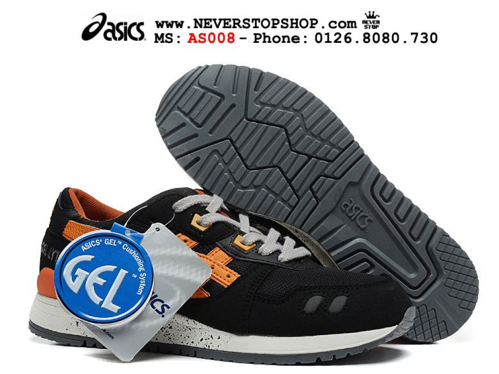 Giày Asics Gel Lyte 3 Black Orange White nam nữ hàng chuẩn sfake replica 1:1 real chính hãng giá rẻ tốt nhất tại NeverStopShop.com HCM