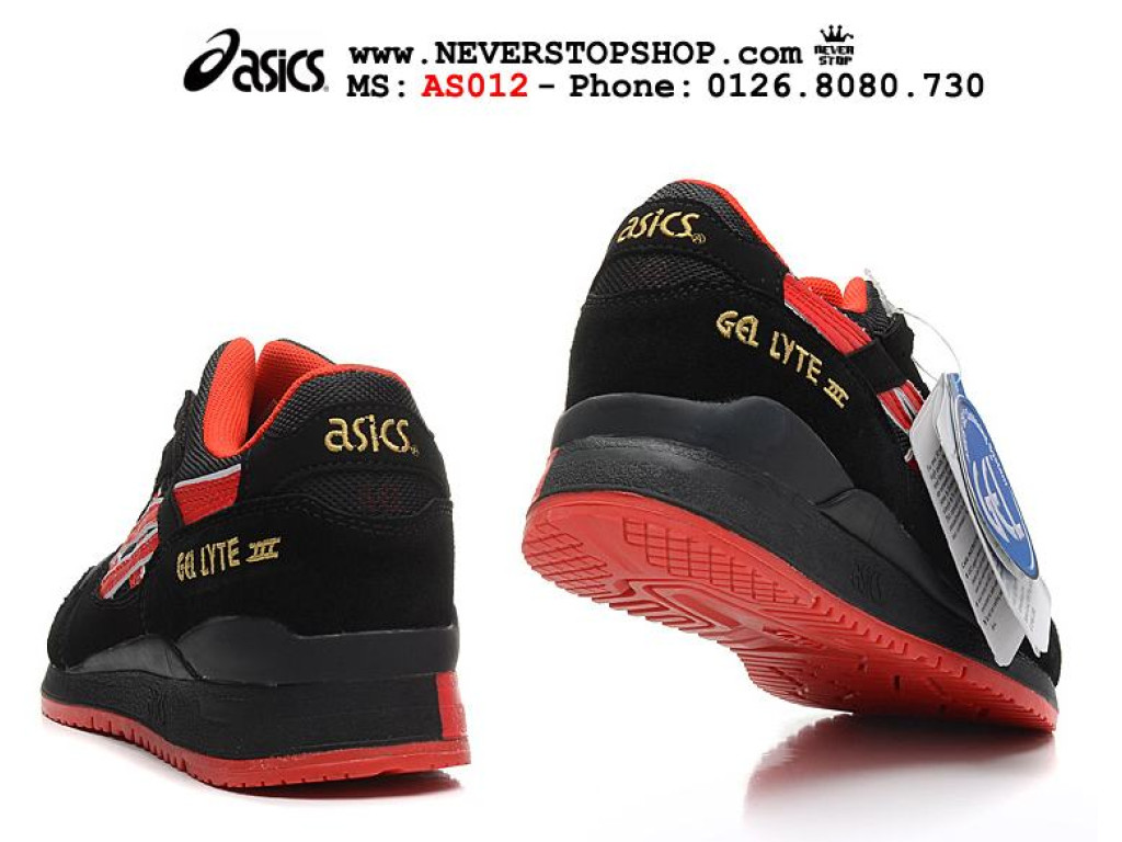 Giày Asics Gel Lyte 3 Black Red nam nữ hàng chuẩn sfake replica 1:1 real chính hãng giá rẻ tốt nhất tại NeverStopShop.com HCM