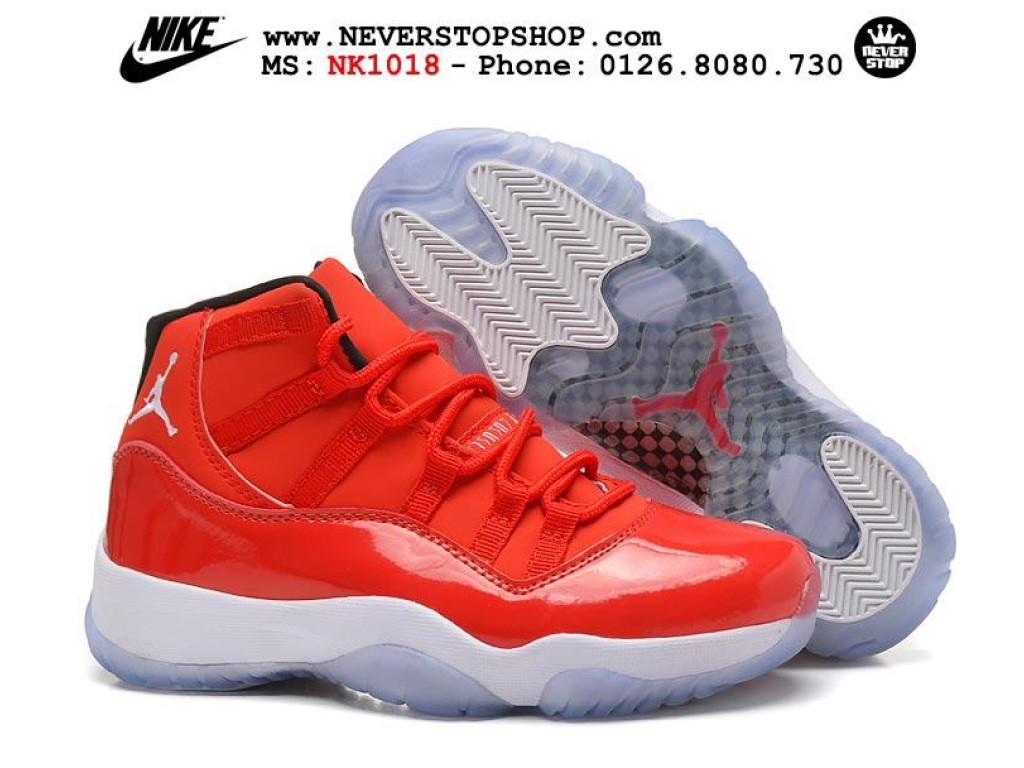 Giày Nike Jordan 11 Red nam nữ hàng chuẩn sfake replica 1:1 real chính hãng giá rẻ tốt nhất tại NeverStopShop.com HCM