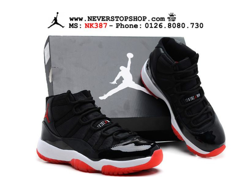 Giày Nike Jordan 11 Bred nam nữ hàng chuẩn sfake replica 1:1 real chính hãng giá rẻ tốt nhất tại NeverStopShop.com HCM