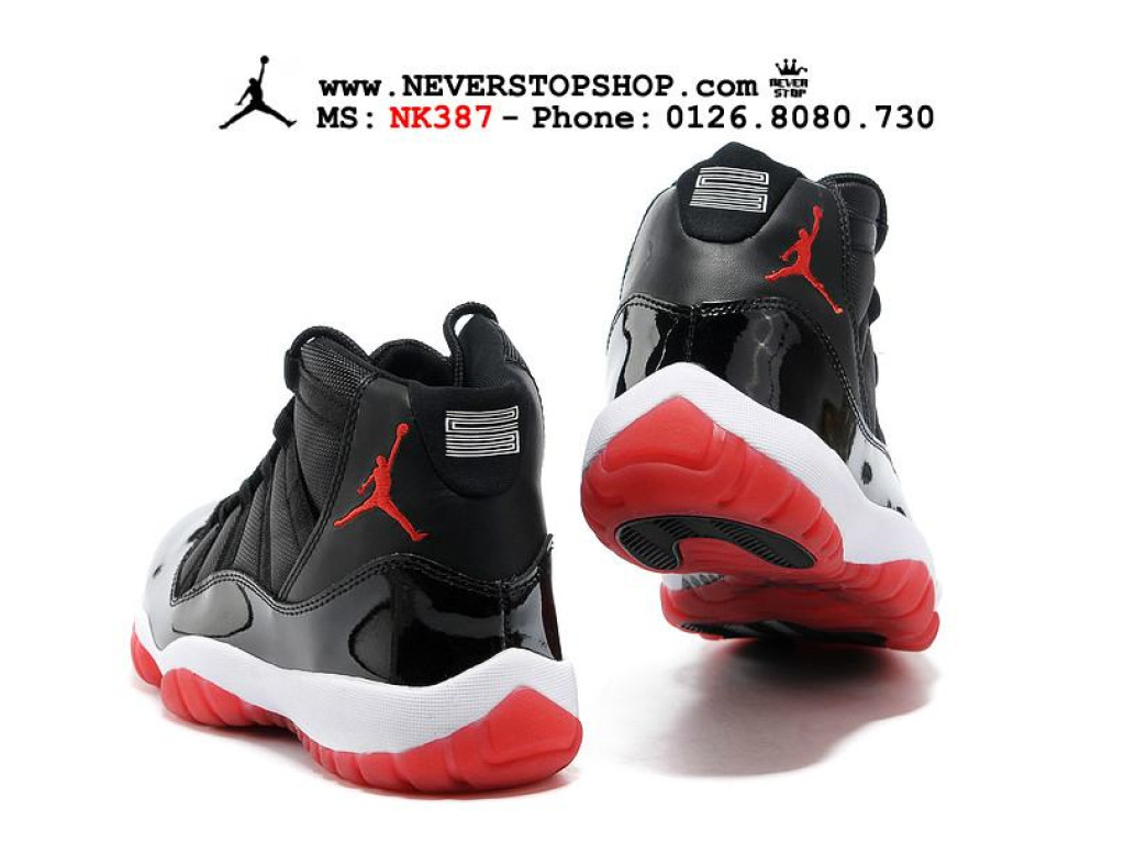 Giày Nike Jordan 11 Bred nam nữ hàng chuẩn sfake replica 1:1 real chính hãng giá rẻ tốt nhất tại NeverStopShop.com HCM