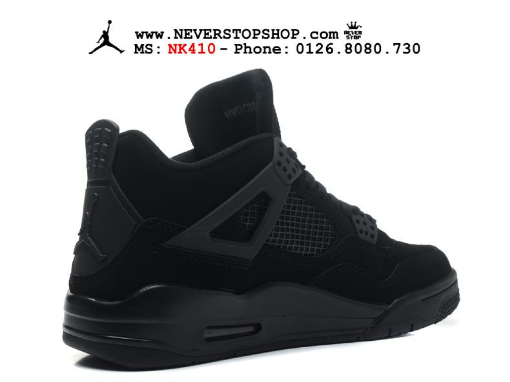 Giày Nike Jordan 4 All Black nam nữ hàng chuẩn sfake replica 1:1 real chính hãng giá rẻ tốt nhất tại NeverStopShop.com HCM