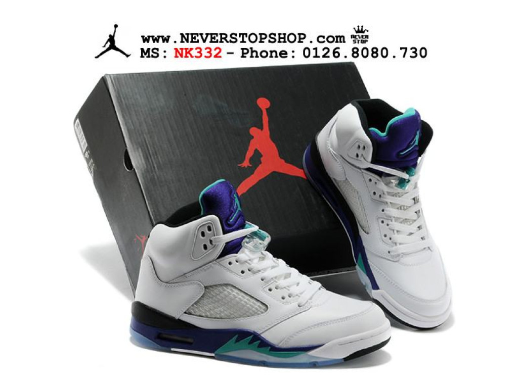Giày Nike Jordan 5 Grape White nam nữ hàng chuẩn sfake replica 1:1 real chính hãng giá rẻ tốt nhất tại NeverStopShop.com HCM