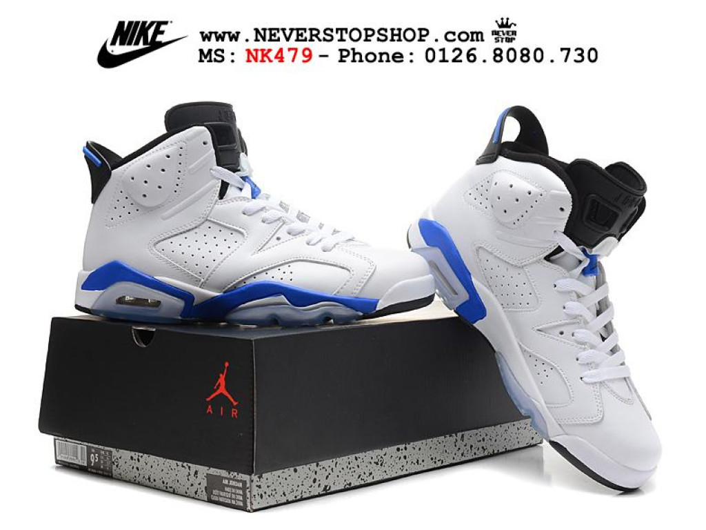 Giày Nike Jordan 6 Sport Blue hàng replica đẹp chuẩn chất lượng cao giá tốt tại NeverStopShop.com Giày Nike Jordan 6 Sport Blue nam nữ hàng chuẩn sfake replica 1:1 real chính hãng giá rẻ tốt nhất tại NeverStopShop.com HCM