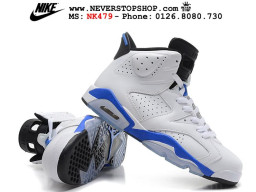Giày Nike Jordan 6 Sport Blue hàng replica đẹp chuẩn chất lượng cao giá tốt tại NeverStopShop.com Giày Nike Jordan 6 Sport Blue nam nữ hàng chuẩn sfake replica 1:1 real chính hãng giá rẻ tốt nhất tại NeverStopShop.com HCM