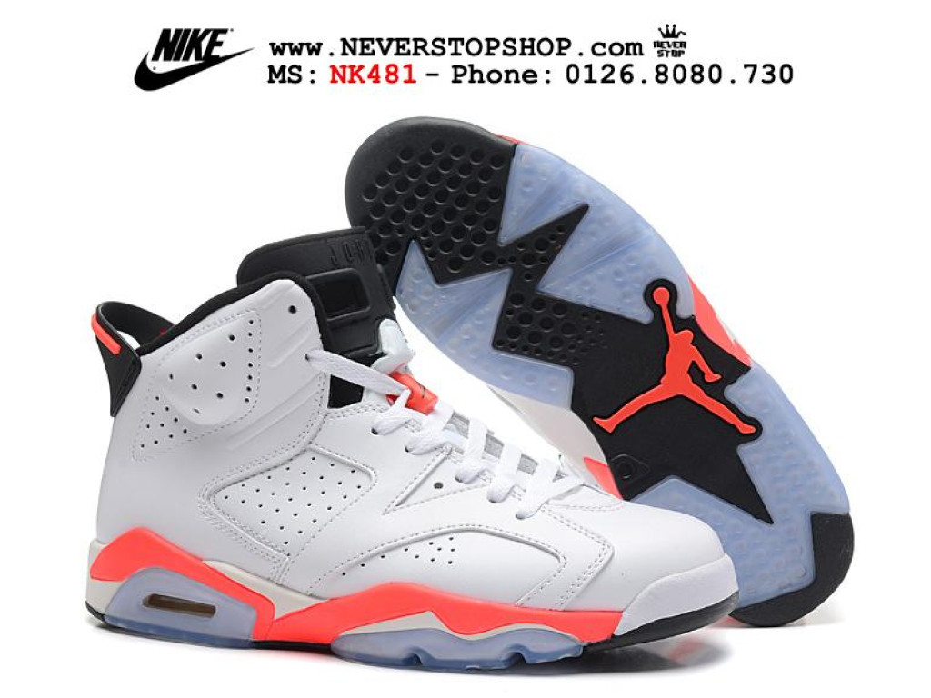 Giày Nike Jordan 6 White Red hàng replica đẹp chuẩn chất lượng cao giá tốt tại NeverStopShop.com Giày Nike Jordan 6 White Red nam nữ hàng chuẩn sfake replica 1:1 real chính hãng giá rẻ tốt nhất tại NeverStopShop.com HCM