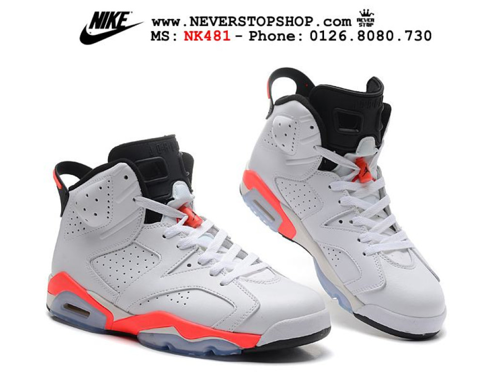 Giày Nike Jordan 6 White Red hàng replica đẹp chuẩn chất lượng cao giá tốt tại NeverStopShop.com Giày Nike Jordan 6 White Red nam nữ hàng chuẩn sfake replica 1:1 real chính hãng giá rẻ tốt nhất tại NeverStopShop.com HCM