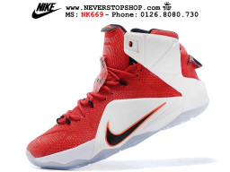 Giày Nike Lebron 12 Lion Heart White Red nam nữ hàng chuẩn sfake replica 1:1 real chính hãng giá rẻ tốt nhất tại NeverStopShop.com HCM