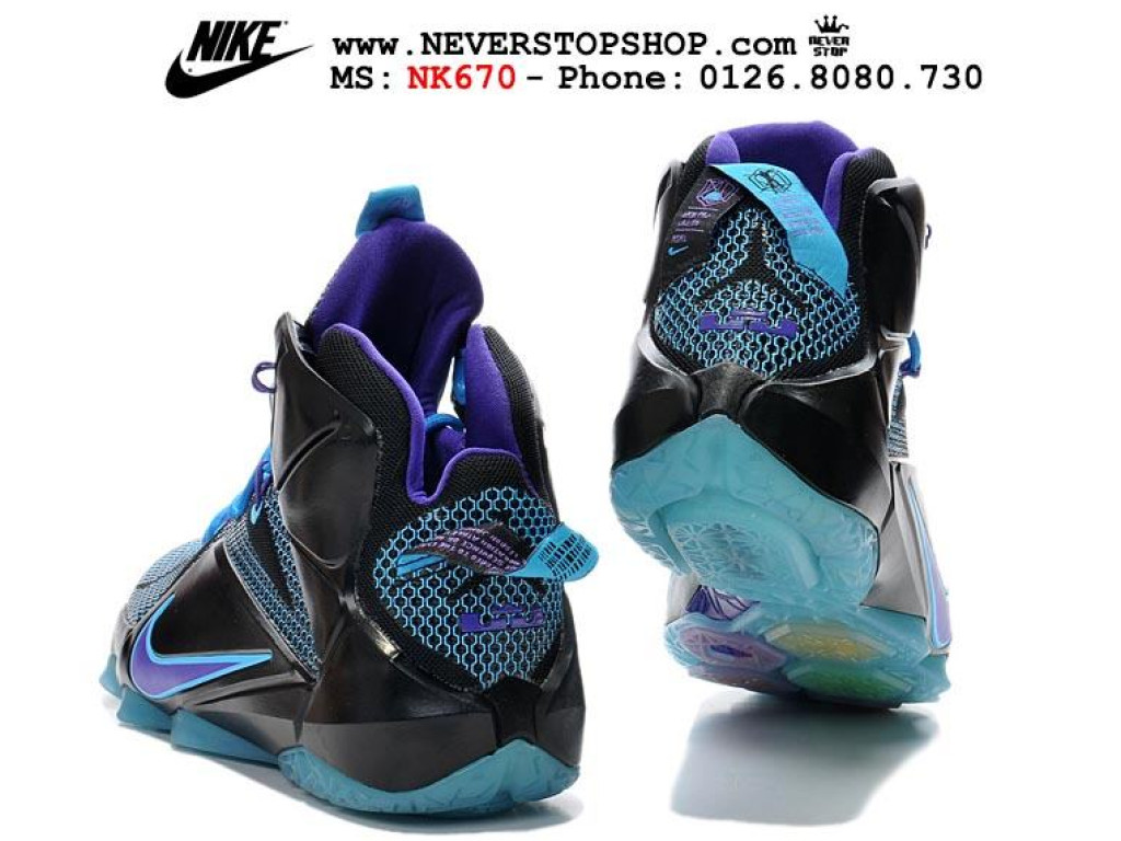 Giày Nike Lebron 12 Black Blue nam nữ hàng chuẩn sfake replica 1:1 real chính hãng giá rẻ tốt nhất tại NeverStopShop.com HCM