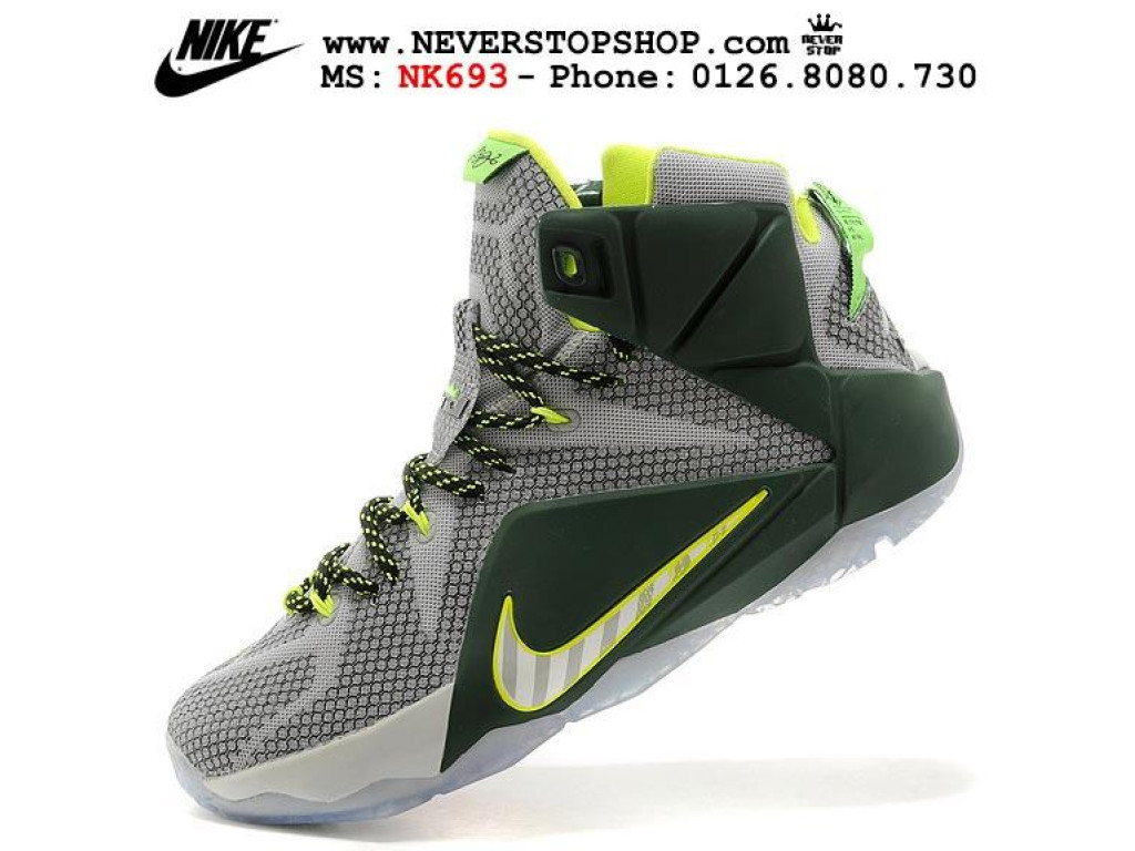 Giày Nike Lebron 12 Dunk Force Grey Dark Green nam nữ hàng chuẩn sfake replica 1:1 real chính hãng giá rẻ tốt nhất tại NeverStopShop.com HCM