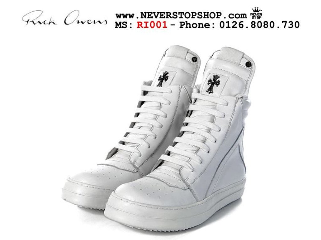 Giày Rick Owens Chrome Hearts All White nam nữ hàng chuẩn sfake replica 1:1 real chính hãng giá rẻ tốt nhất tại NeverStopShop.com HCM