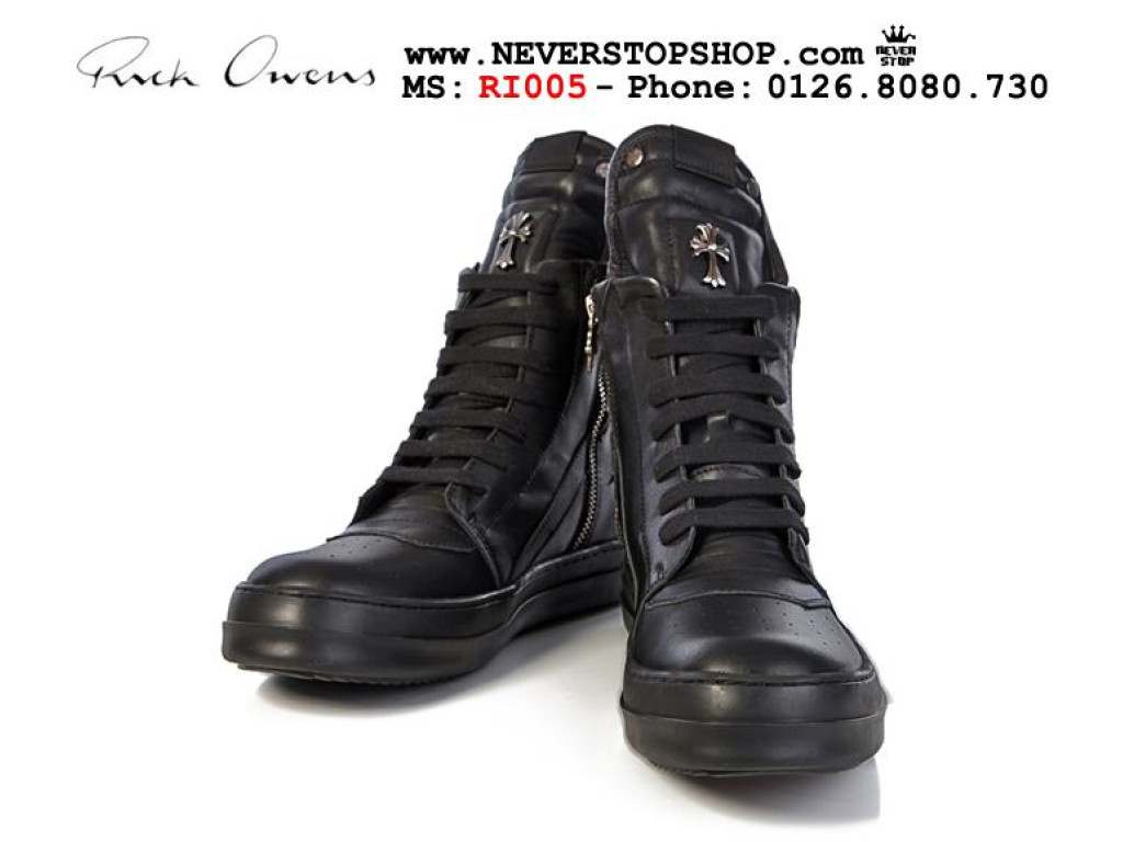 Giày Rick Owens Chrome Hearts All Black nam nữ hàng chuẩn sfake replica 1:1 real chính hãng giá rẻ tốt nhất tại NeverStopShop.com HCM