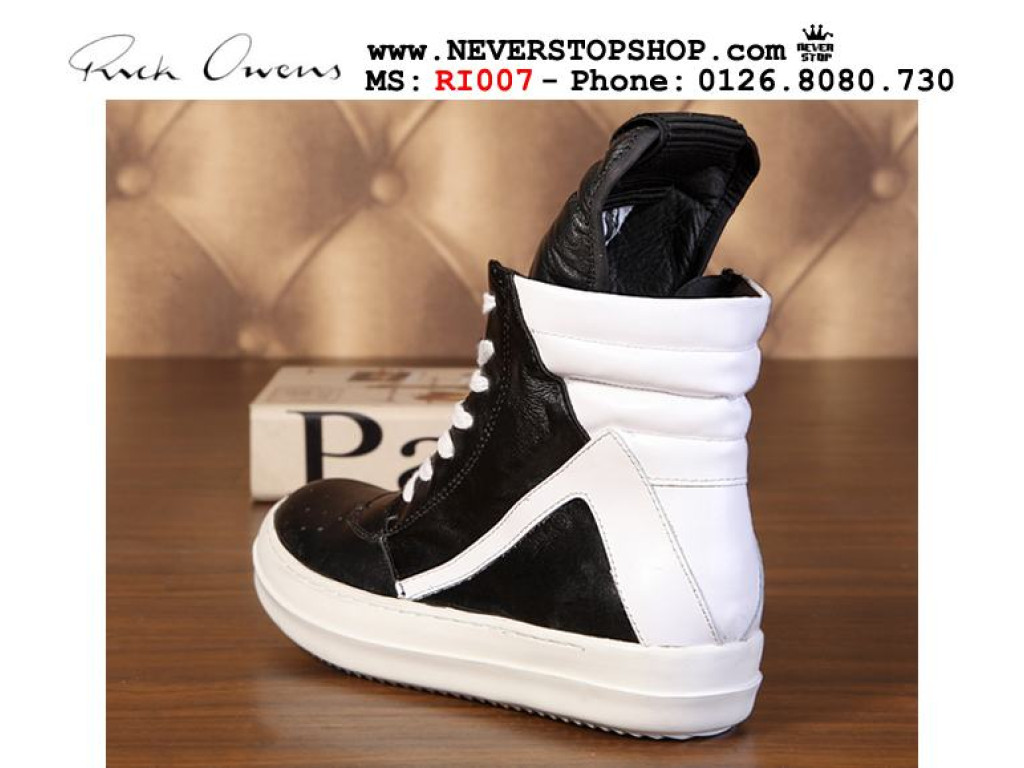 Giày Rick Owens Geobasket White Black nam nữ hàng chuẩn sfake replica 1:1 real chính hãng giá rẻ tốt nhất tại NeverStopShop.com HCM