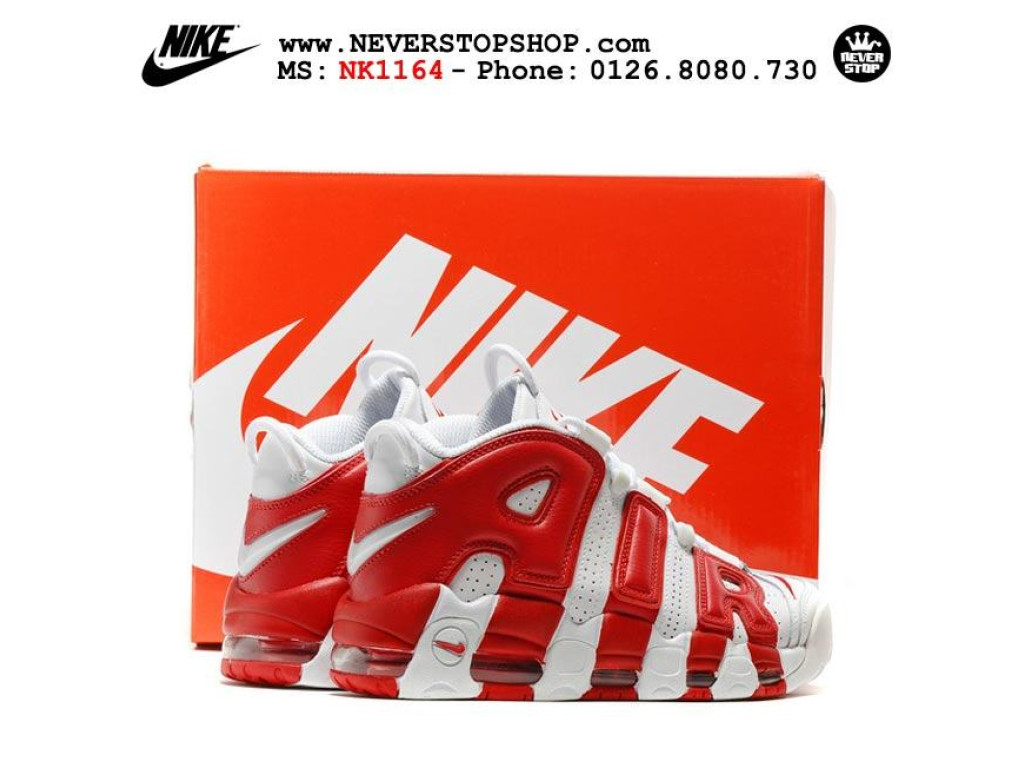 Giày Nike Air More Uptempo Red White nam nữ hàng chuẩn sfake replica 1:1 real chính hãng giá rẻ tốt nhất tại NeverStopShop.com HCM