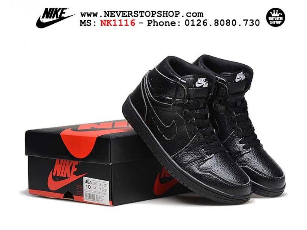 Giày Nike Jordan 1 All Black nam nữ hàng chuẩn sfake replica 1:1 real chính hãng giá rẻ tốt nhất tại NeverStopShop.com HCM