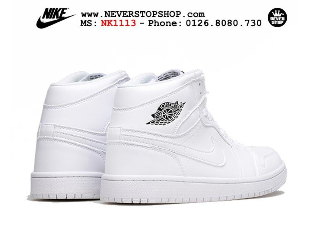 Giày Nike Jordan 1 All White nam nữ hàng chuẩn sfake replica 1:1 real chính hãng giá rẻ tốt nhất tại NeverStopShop.com HCM