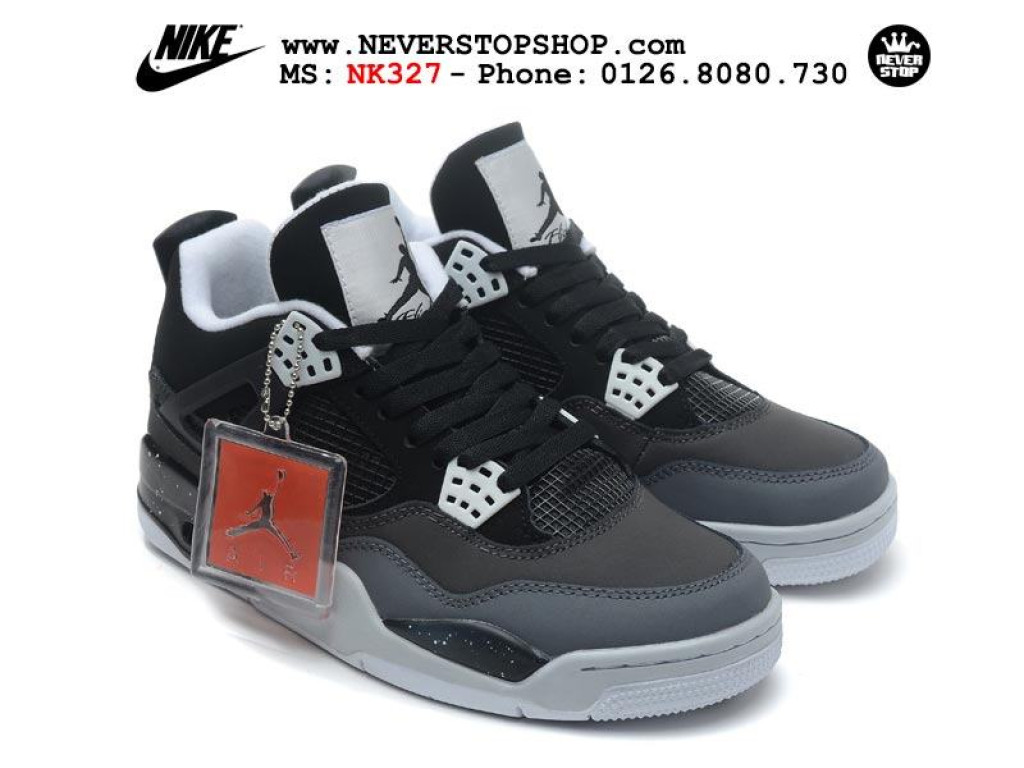 Giày Nike Jordan 4 Fear Pack Black Grey nam nữ hàng chuẩn sfake replica 1:1 real chính hãng giá rẻ tốt nhất tại NeverStopShop.com HCM
