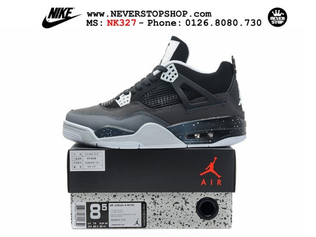 Giày Nike Jordan 4 Fear Pack Black Grey nam nữ hàng chuẩn sfake replica 1:1 real chính hãng giá rẻ tốt nhất tại NeverStopShop.com HCM