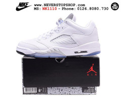 Giày Nike Jordan 5 Low Metallic White nam nữ hàng chuẩn sfake replica 1:1 real chính hãng giá rẻ tốt nhất tại NeverStopShop.com HCM
