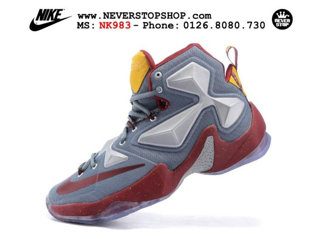Giày Nike Lebron 13 Dark Grey Crimson nam nữ hàng chuẩn sfake replica 1:1 real chính hãng giá rẻ tốt nhất tại NeverStopShop.com HCM