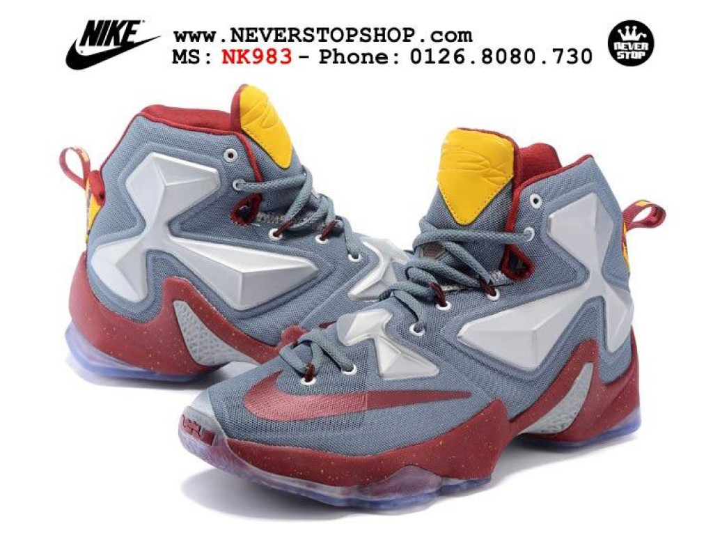 Giày Nike Lebron 13 Dark Grey Crimson nam nữ hàng chuẩn sfake replica 1:1 real chính hãng giá rẻ tốt nhất tại NeverStopShop.com HCM