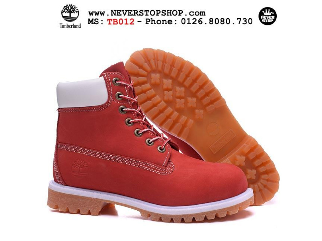 Giày Timberland Boot White Red nam nữ hàng chuẩn sfake replica 1:1 real chính hãng giá rẻ tốt nhất tại NeverStopShop.com HCM