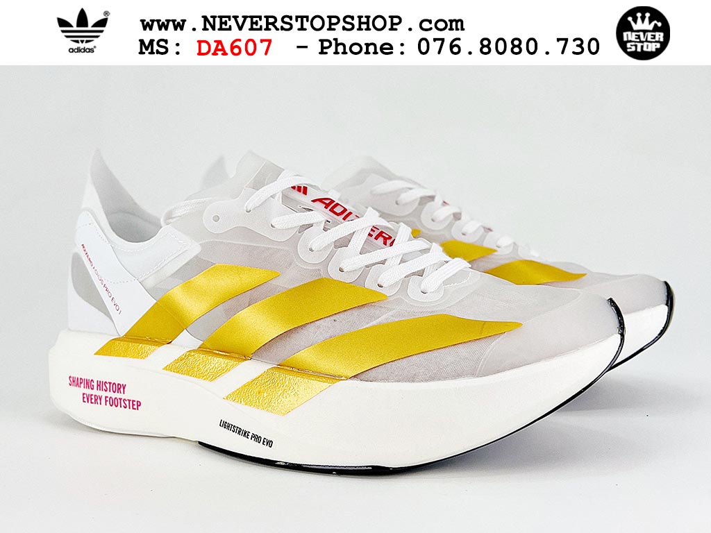 Giày thể thao nam nữ ADIDAS ADIZERO ADIOS PRO 4 WHITE YELLOW mẫu mới nhất êm chân siêu nhẹ hàng chuẩn replica 1:1 siêu cấp, giá rẻ tốt nhất quận 3 HCM tại NeverStop Sneaker Shop” longdesc=