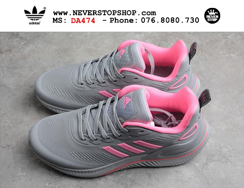 Giày chạy bộ Adidas AlphaMagma Xám Hồng nam nữ hàng đẹp sfake replica 1:1 giá rẻ tại NeverStop Sneaker Shop Quận 3 HCM