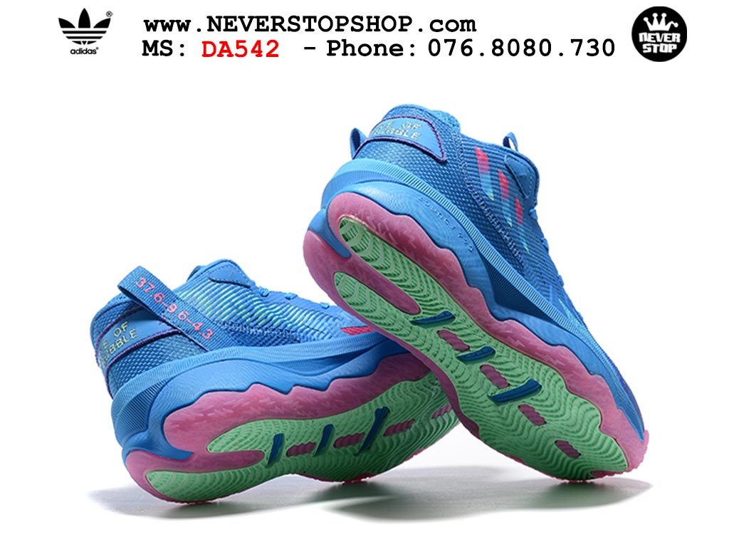 Giày bóng rổ cổ cao Adidas Dame 8 Xanh Dương Hồng nam nữ hàng đẹp sfake replica 1:1 như chính hãng real giá rẻ tại NeverStop Sneaker Shop HCM