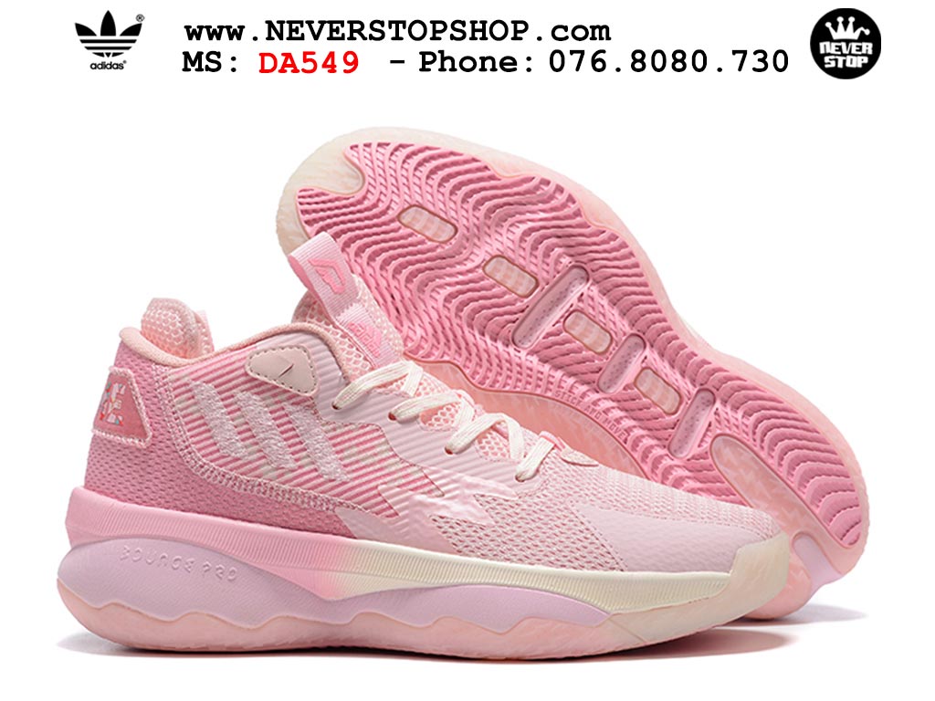 Giày bóng rổ cổ cao Adidas Dame 8 Hồng nam nữ hàng đẹp sfake replica 1:1 như chính hãng real giá rẻ tại NeverStop Sneaker Shop HCM
