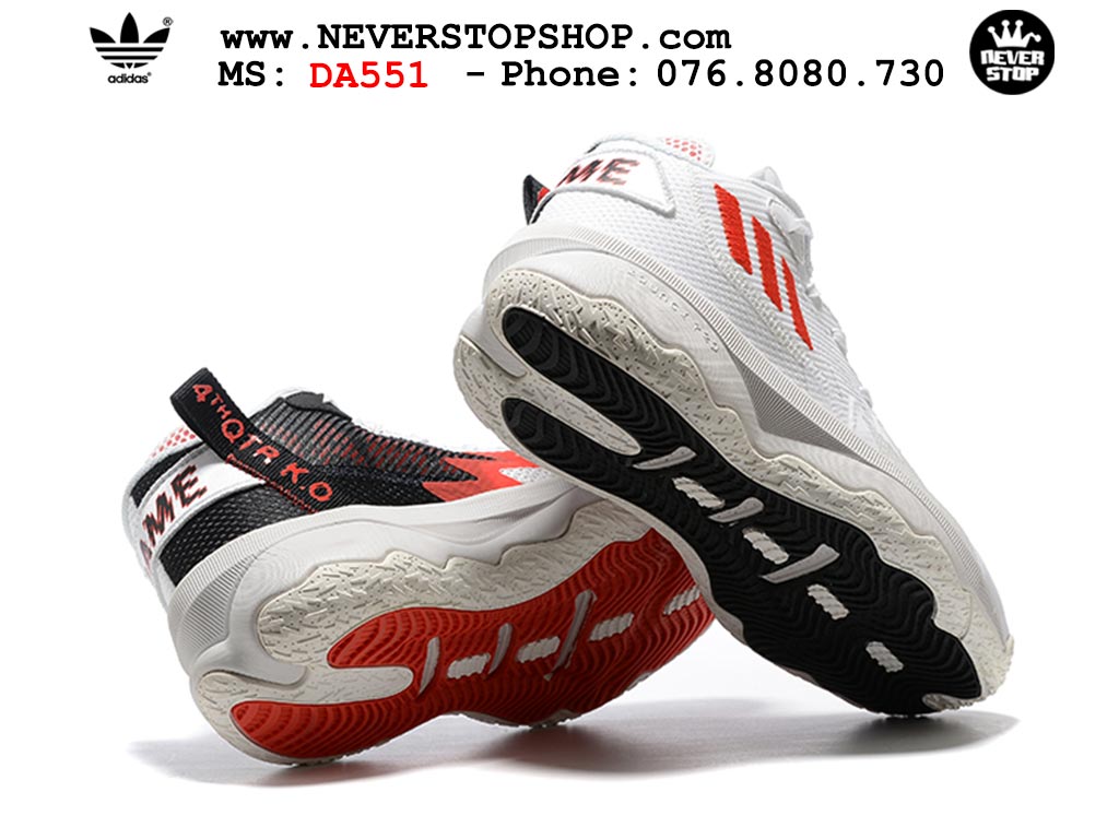 Giày bóng rổ cổ cao Adidas Dame 8 Trắng Đỏ nam nữ hàng đẹp sfake replica 1:1 như chính hãng real giá rẻ tại NeverStop Sneaker Shop HCM