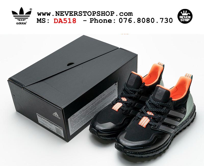 Giày chạy bộ Adidas Ultra Boost 4.0 Đen Xanh Cam nam nữ hàng đẹp sfake replica 1:1 giá rẻ tại NeverStop Sneaker Shop Quận 3 HCM